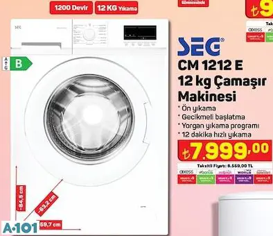 SEG 12 KG ÇAMAŞIR MAKİNESİ SEG 12 KG ÇAMAŞIR MAKİNESİ